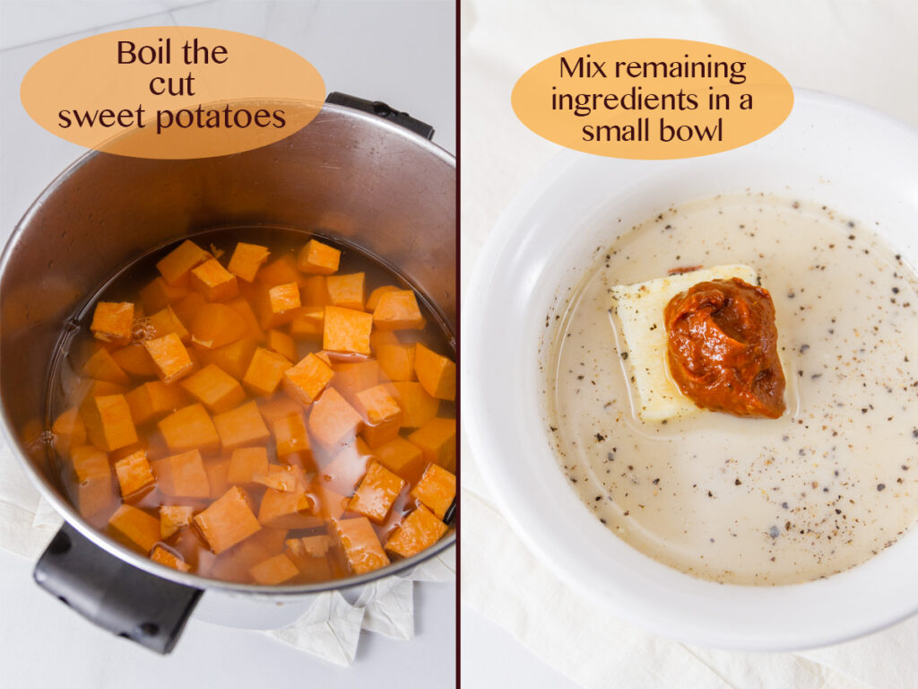 process shots for how to make sweet potatoes