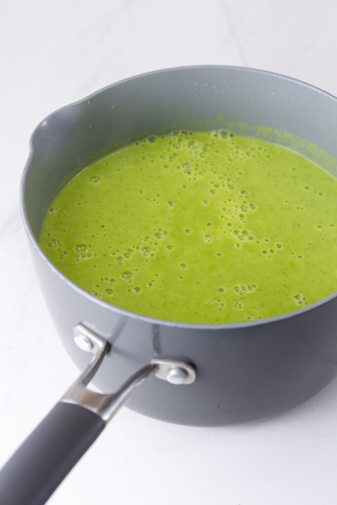 making zucchini soup, soup in the pot.