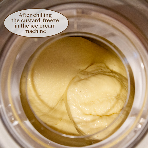 ice cream churnning in an ice cream machine.