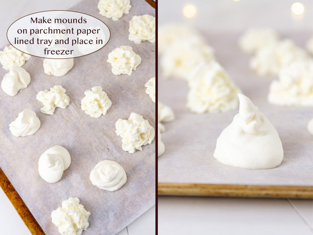 freezing whipped cream in mounds for drink toppers