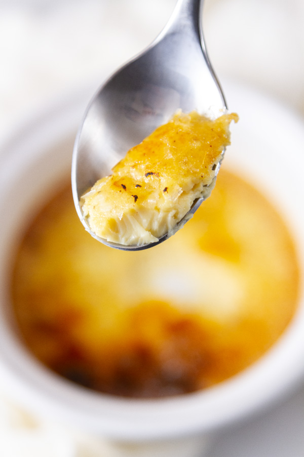 a spoonful of Eggnog Cr&egrave;me Brulee