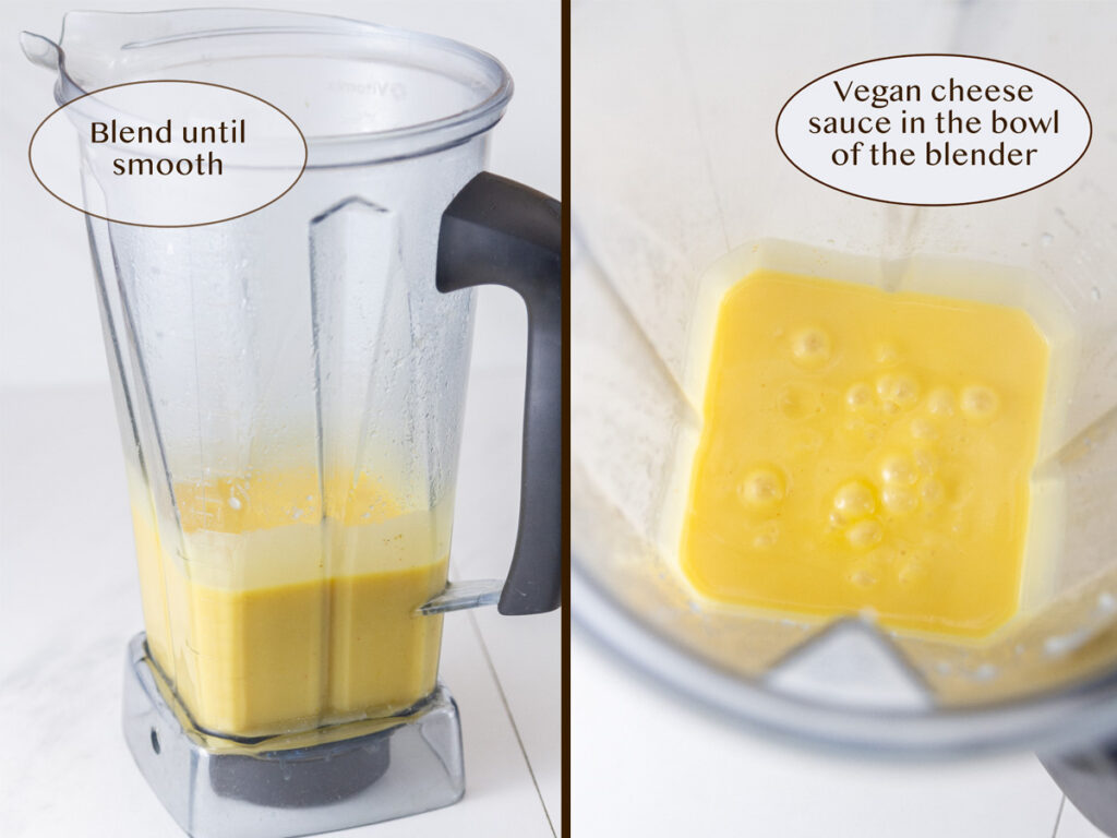 blended cheese sauce in a blender.