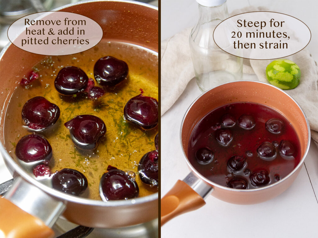 cherries in simple syrup, letting them steep.