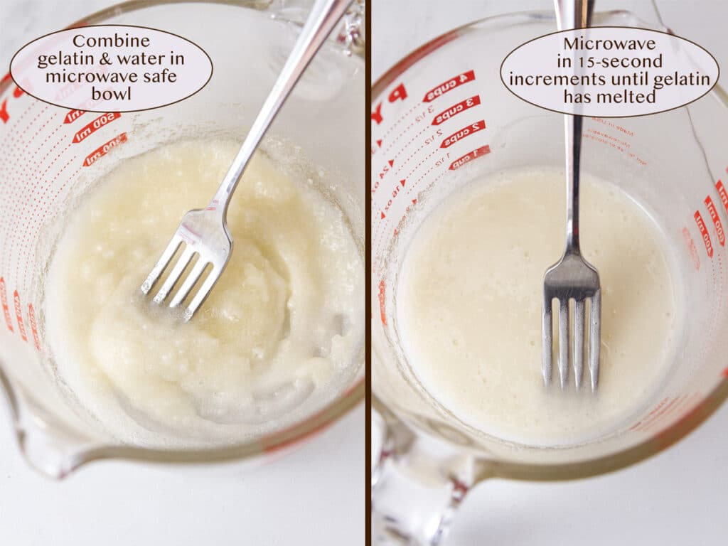 making the gelatin in a glass measuring cup.