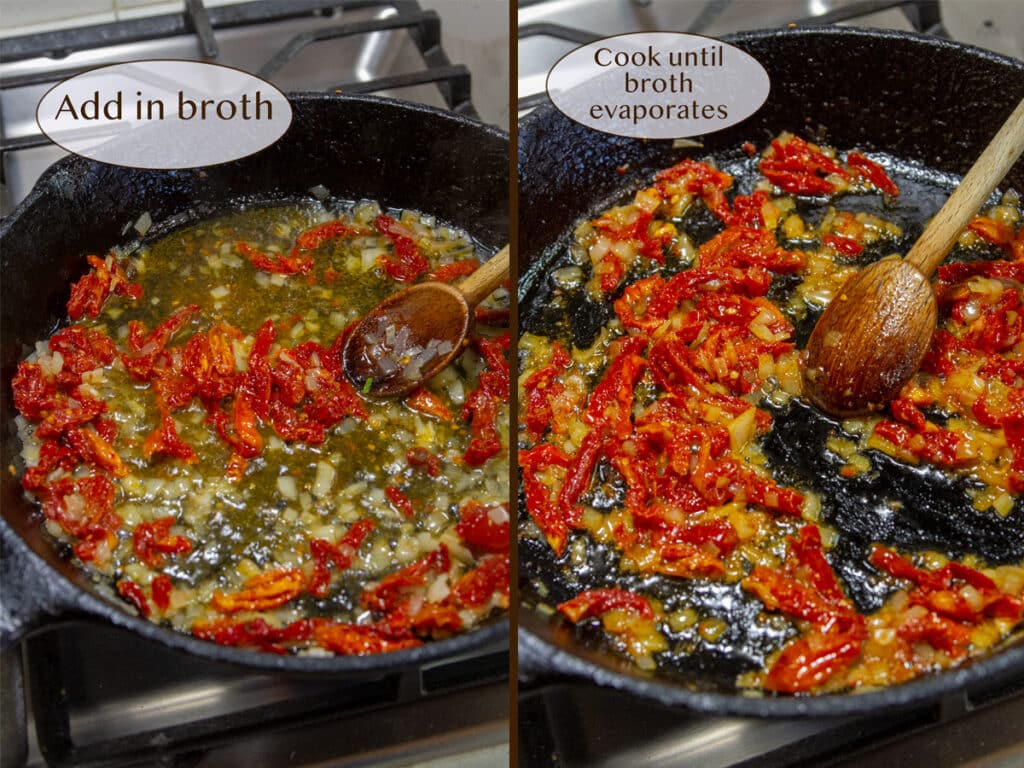 added broth and cooking it down.