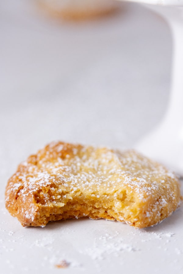 a cookie with a bite taken out.