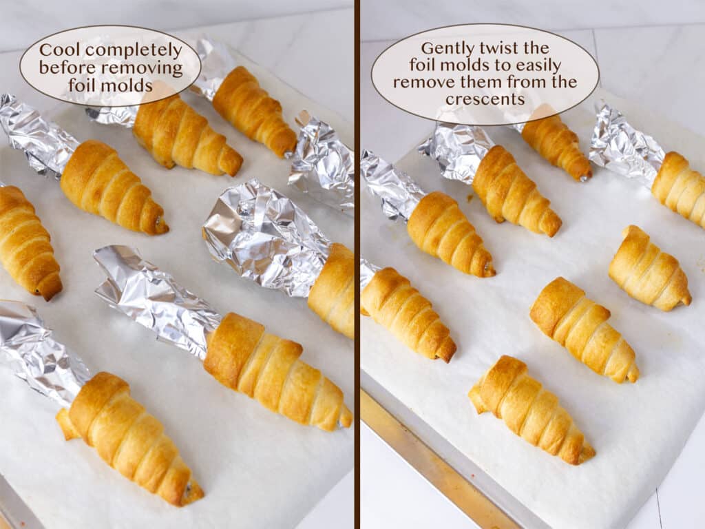 baked crescents in the shape of carrots.