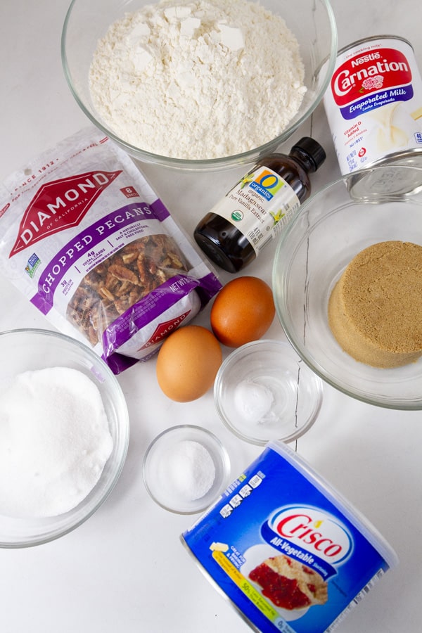 ingredients for Jubilee Jumbles Cookies on a white counter.