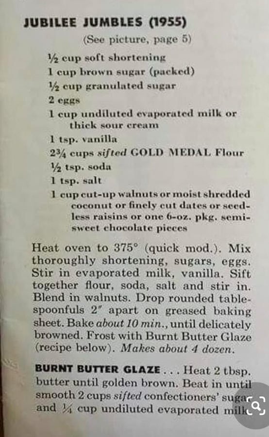a photo of a recipe from 1955 out of a cookbook.