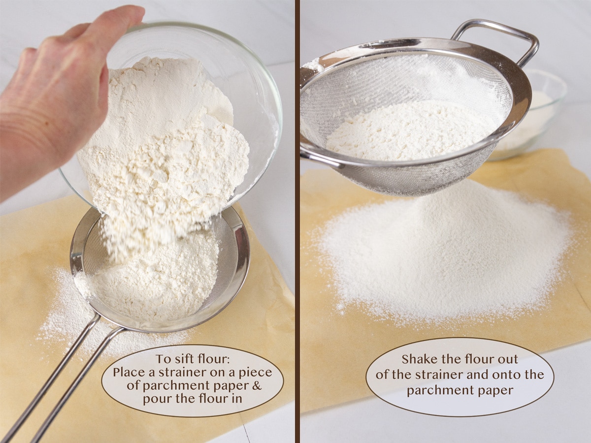 sifting flour.