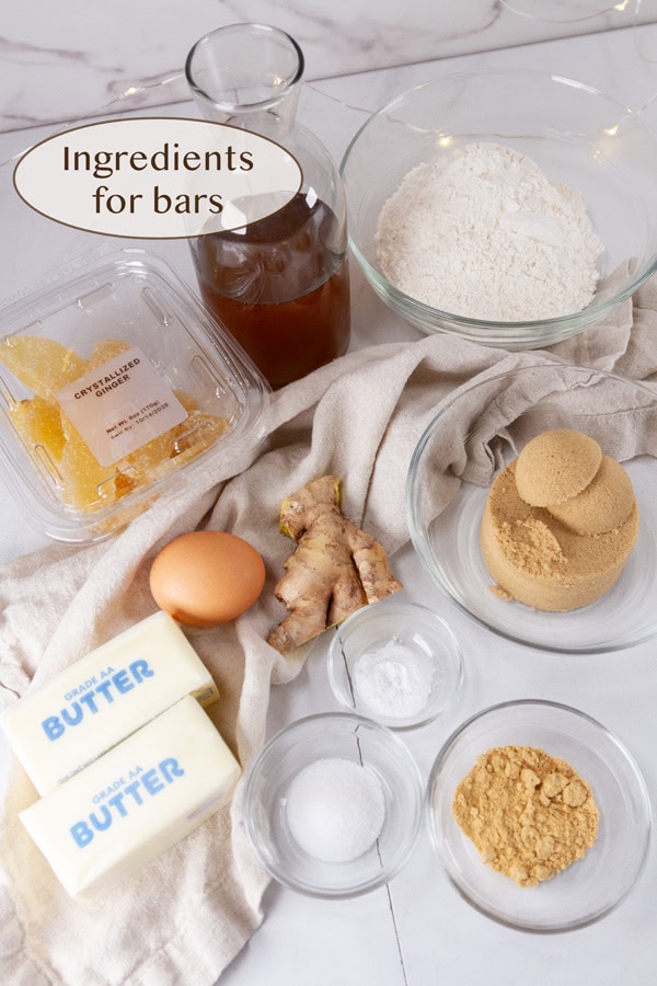 ingredients for ginger bars.