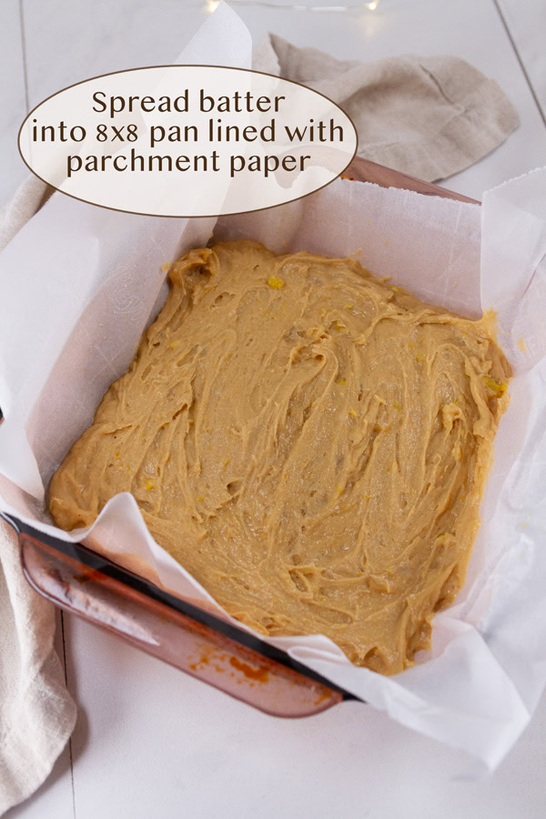 batter in a baking pan.