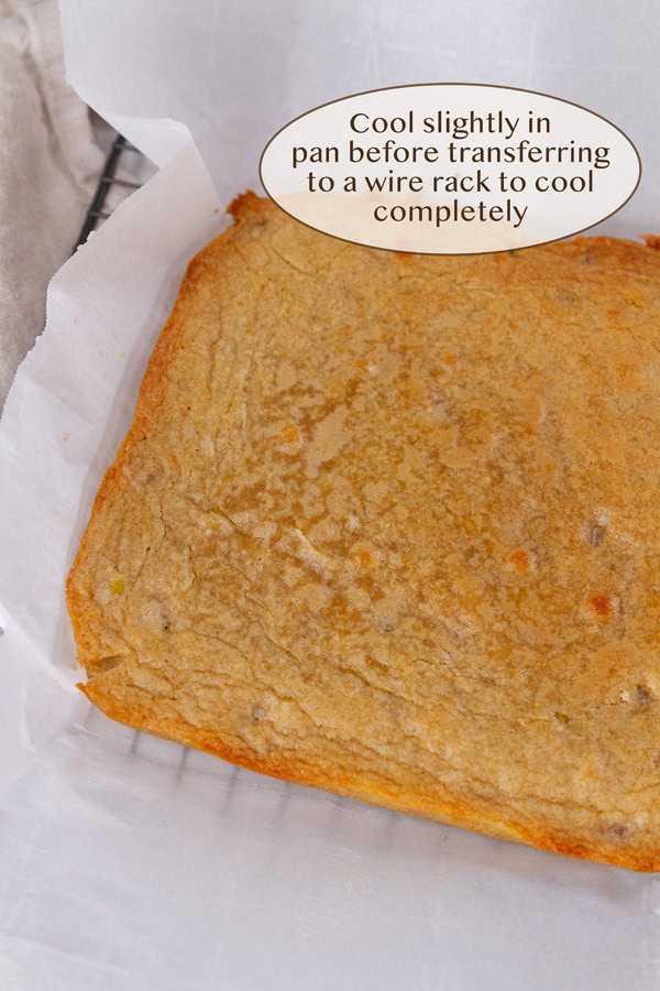 baked bars taken out of the pan of a wire cooling rack.