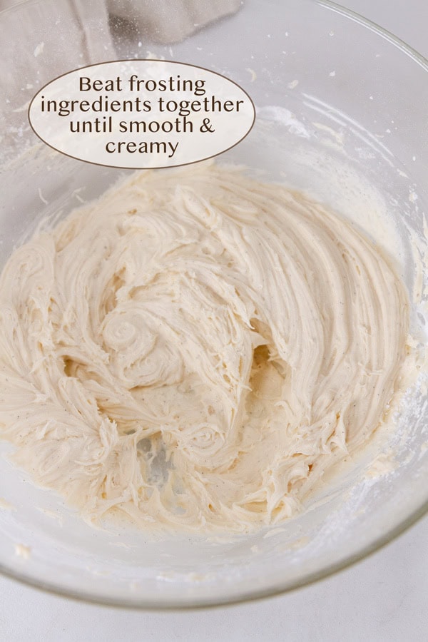 frosting in a glass bowl.