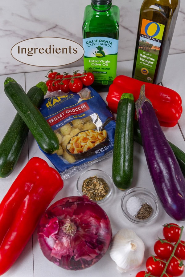 ingredients for Air Fryer Ratatouille Gnocchi.