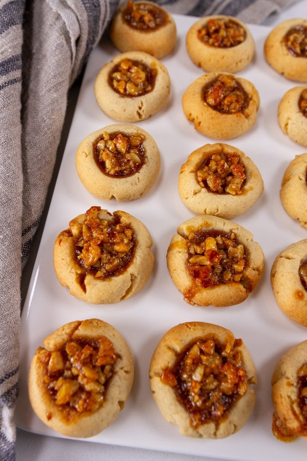 looking down on a plate full of cookies.