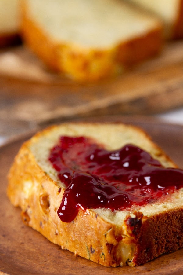 a slice of bread with raspberry jam on it.