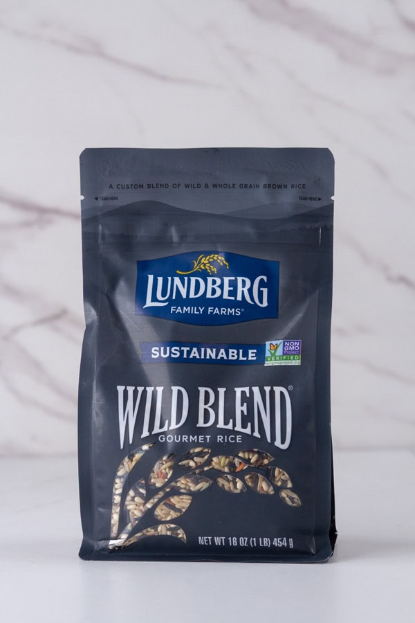 a bag of wild rice whole grains mix.