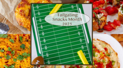 a collage of game day appetizers.