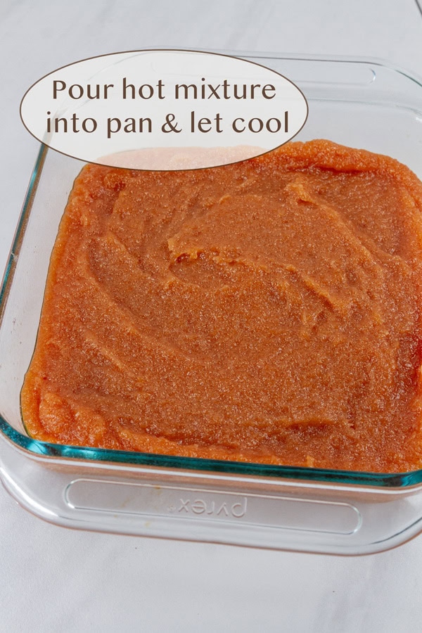 quince paste in a pan ready to cool down.