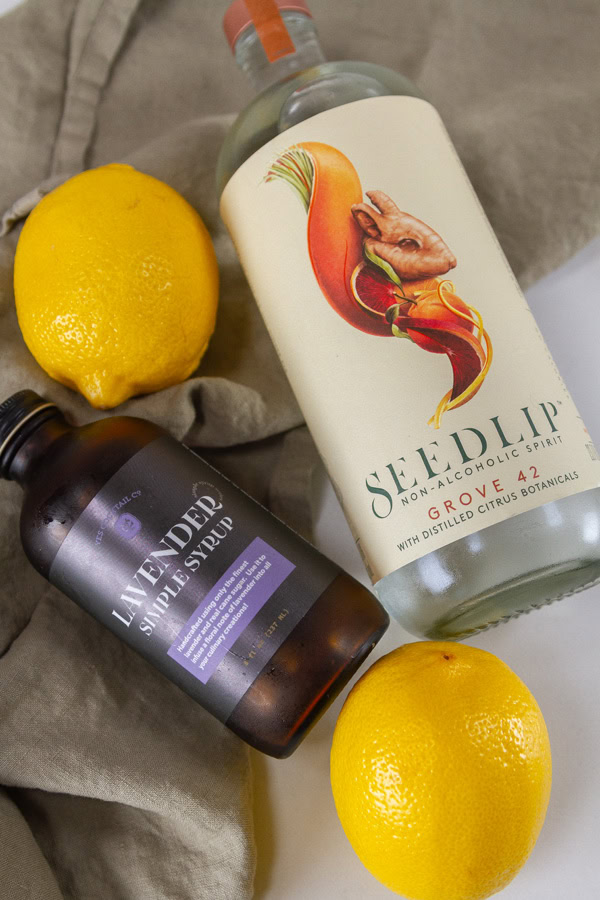 ingredients for lemon drop mocktail.