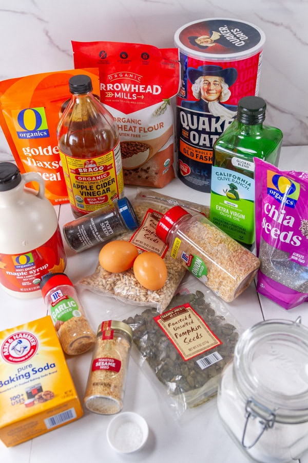 ingredients for seed bread.