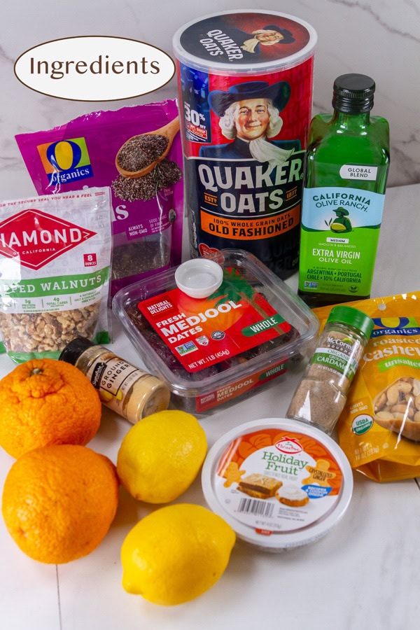 ingredients for energy bites recipe.