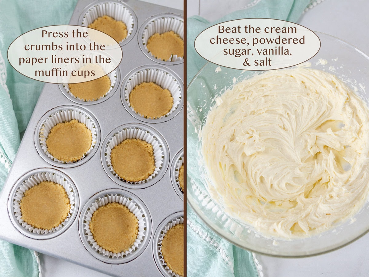 crust in the bottom of muffin cups and the filling started.