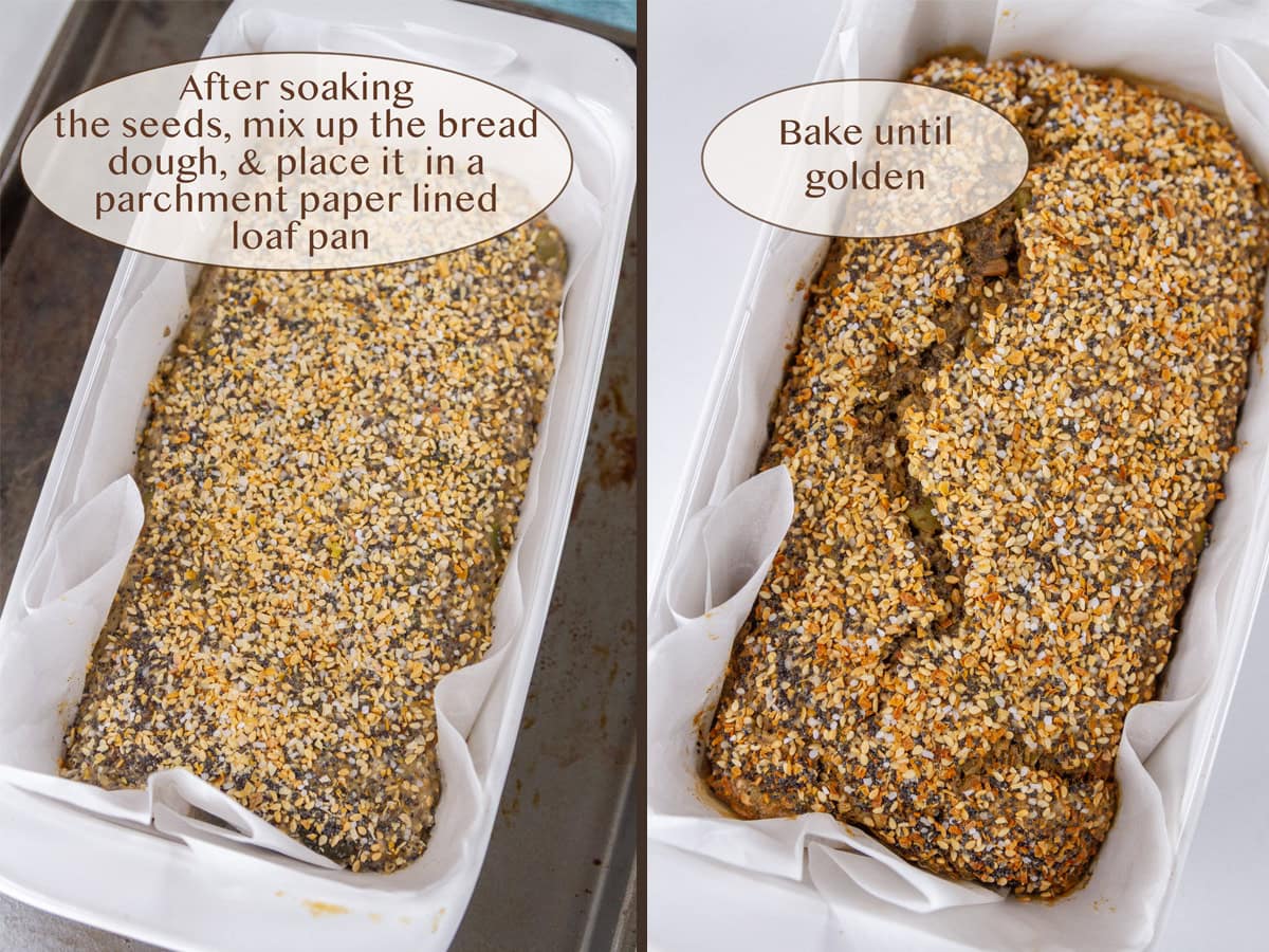 unbaked bread on left and baked on right.