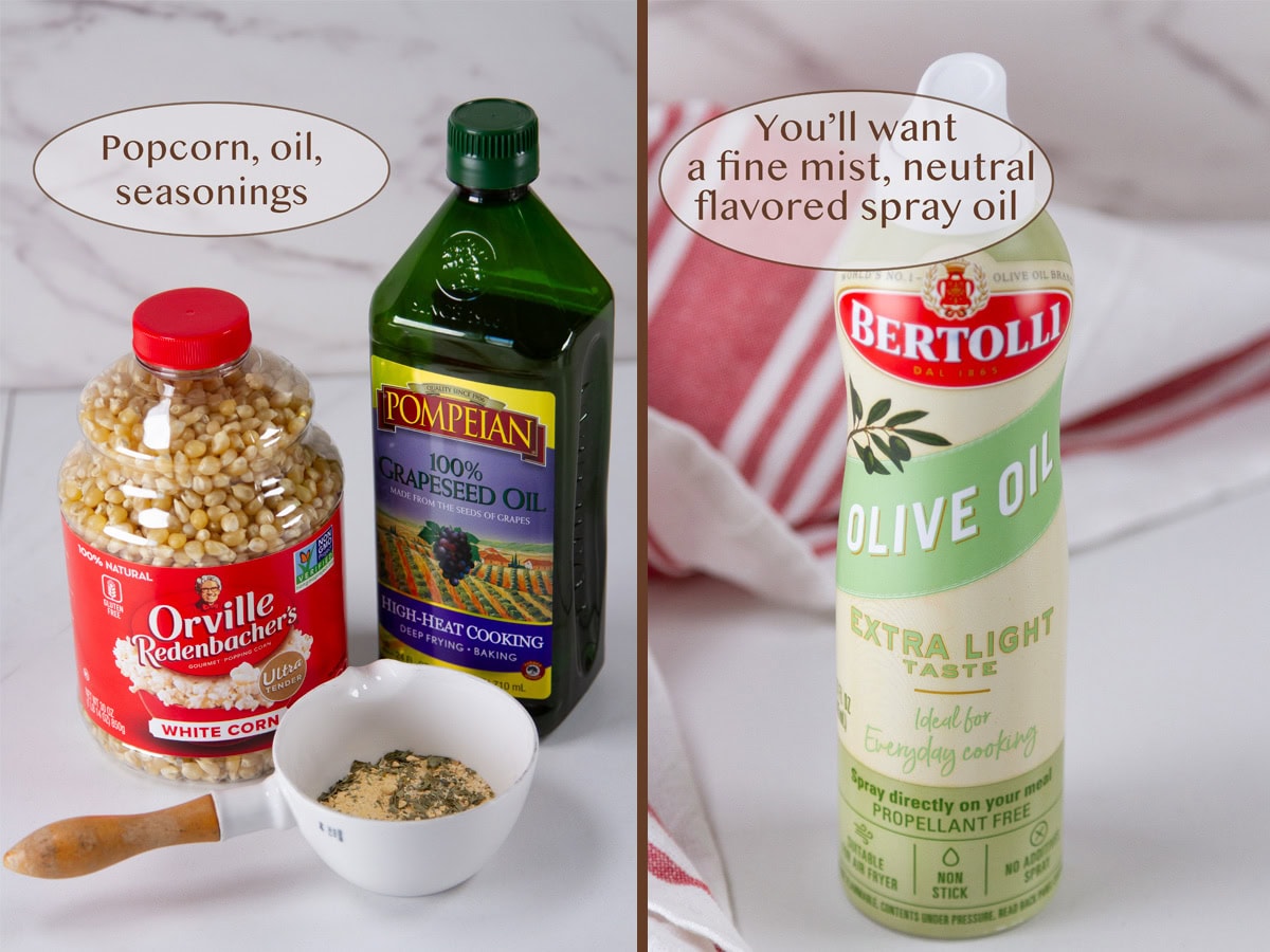 ingredients for seasoned popcorn.