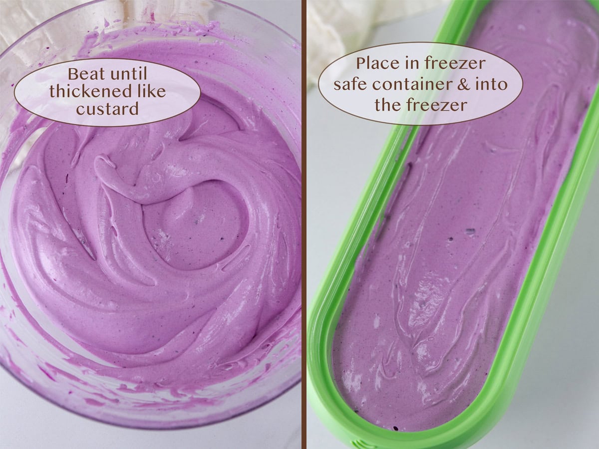 base all whipped together on left and placed in an ice cream container on right.