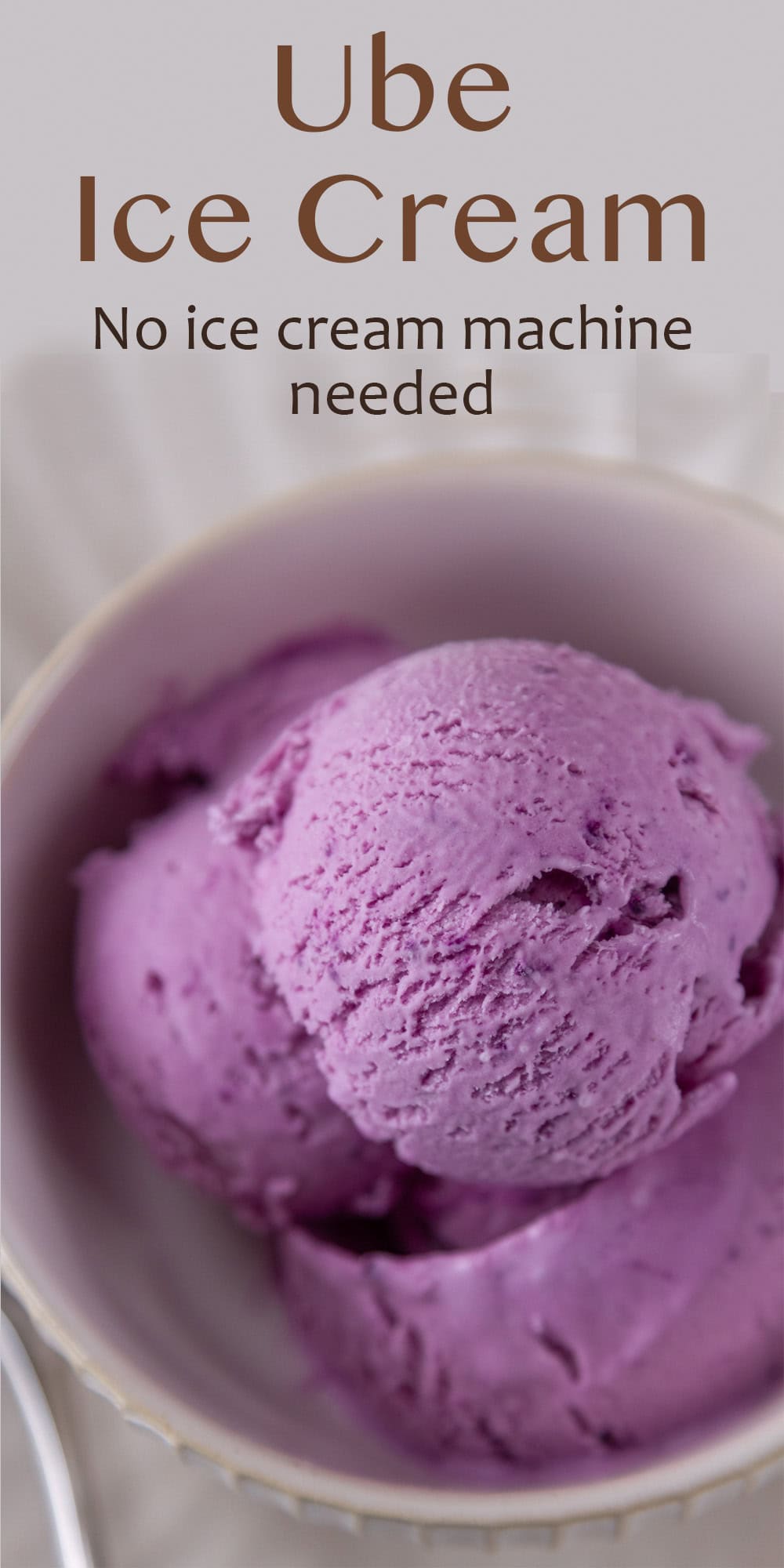 looking down into a bowl of purple ice cream.