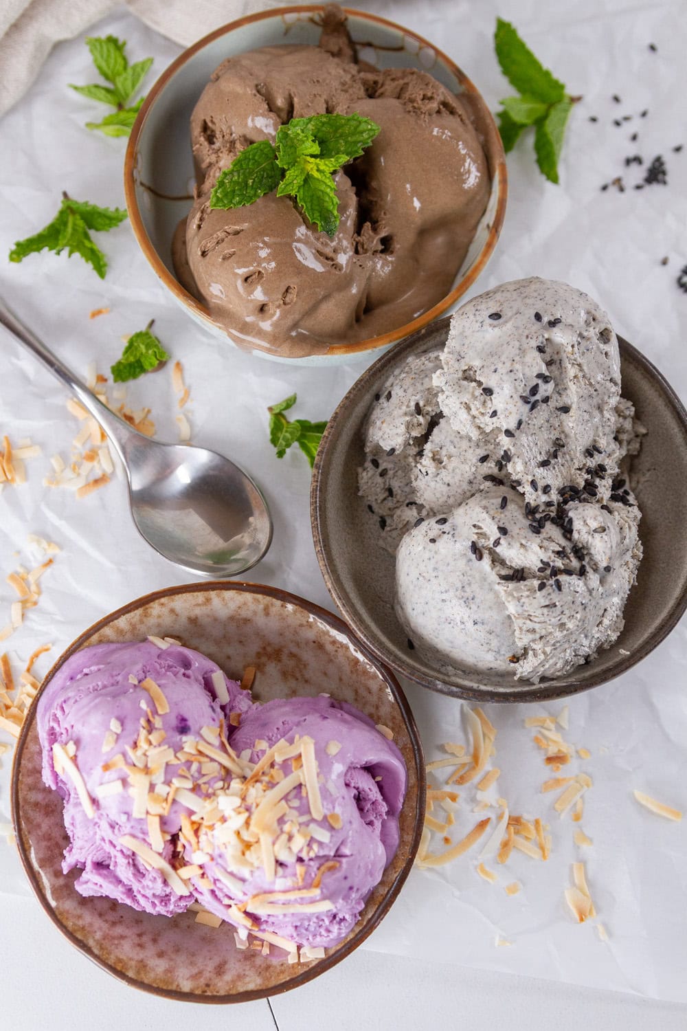 three different Asian flavor inspired ice creams.