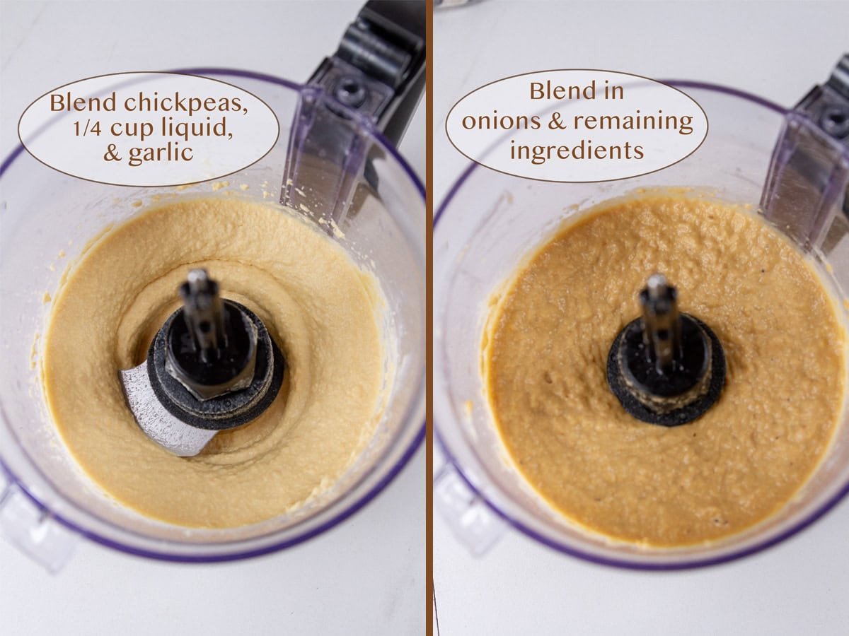 making hummus in a food processor.