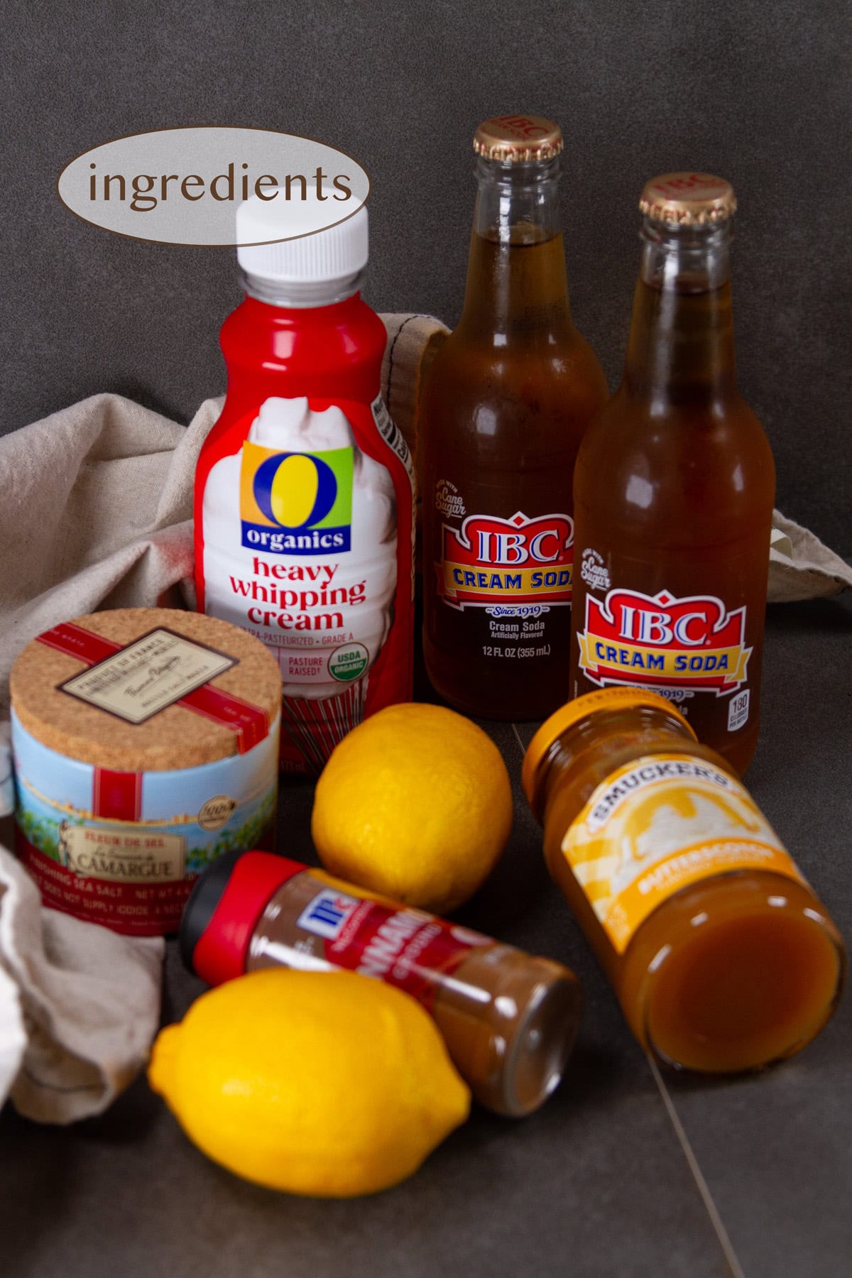 ingredients on a dark background.