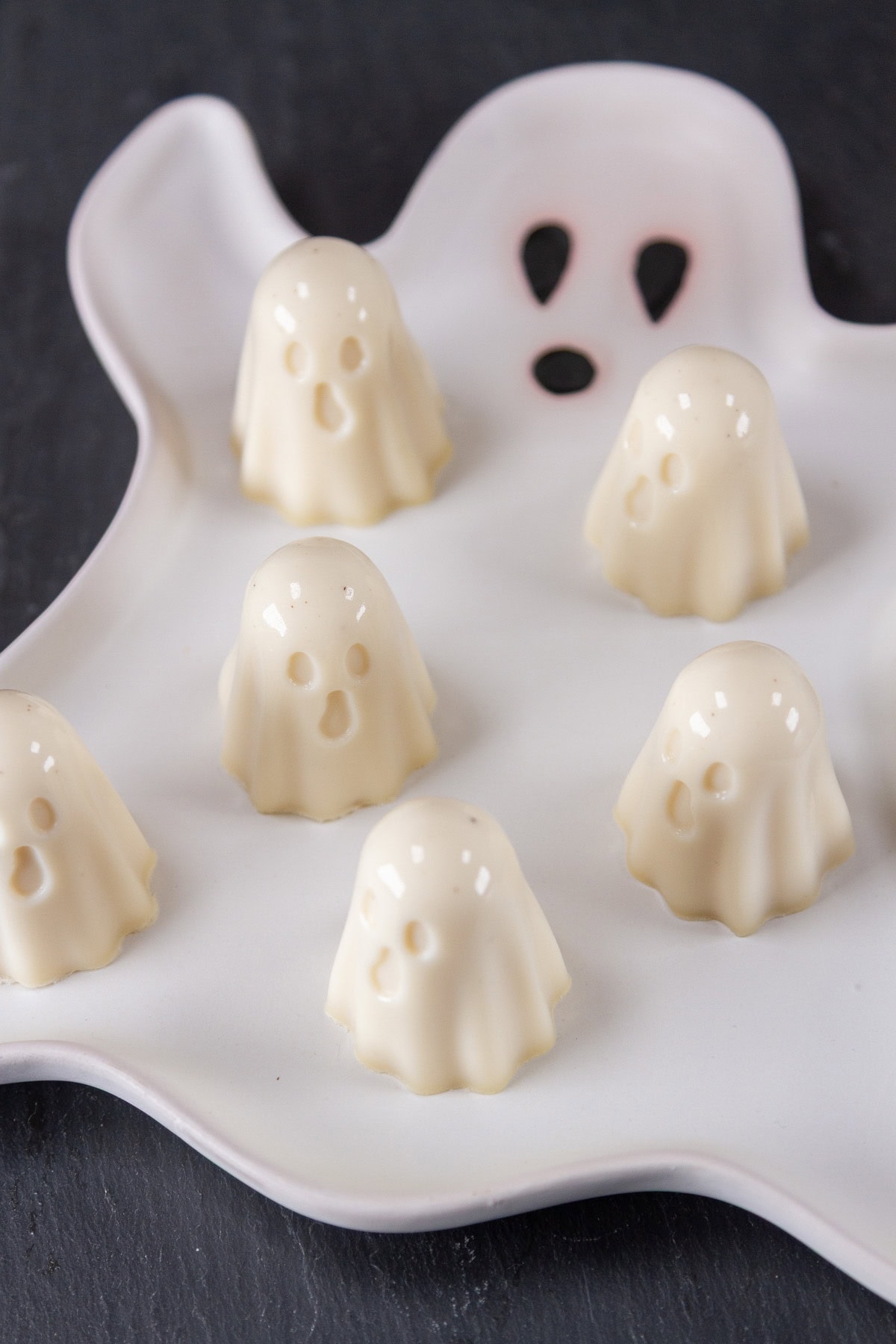 gelatin ghosts on a ghost party tray. 