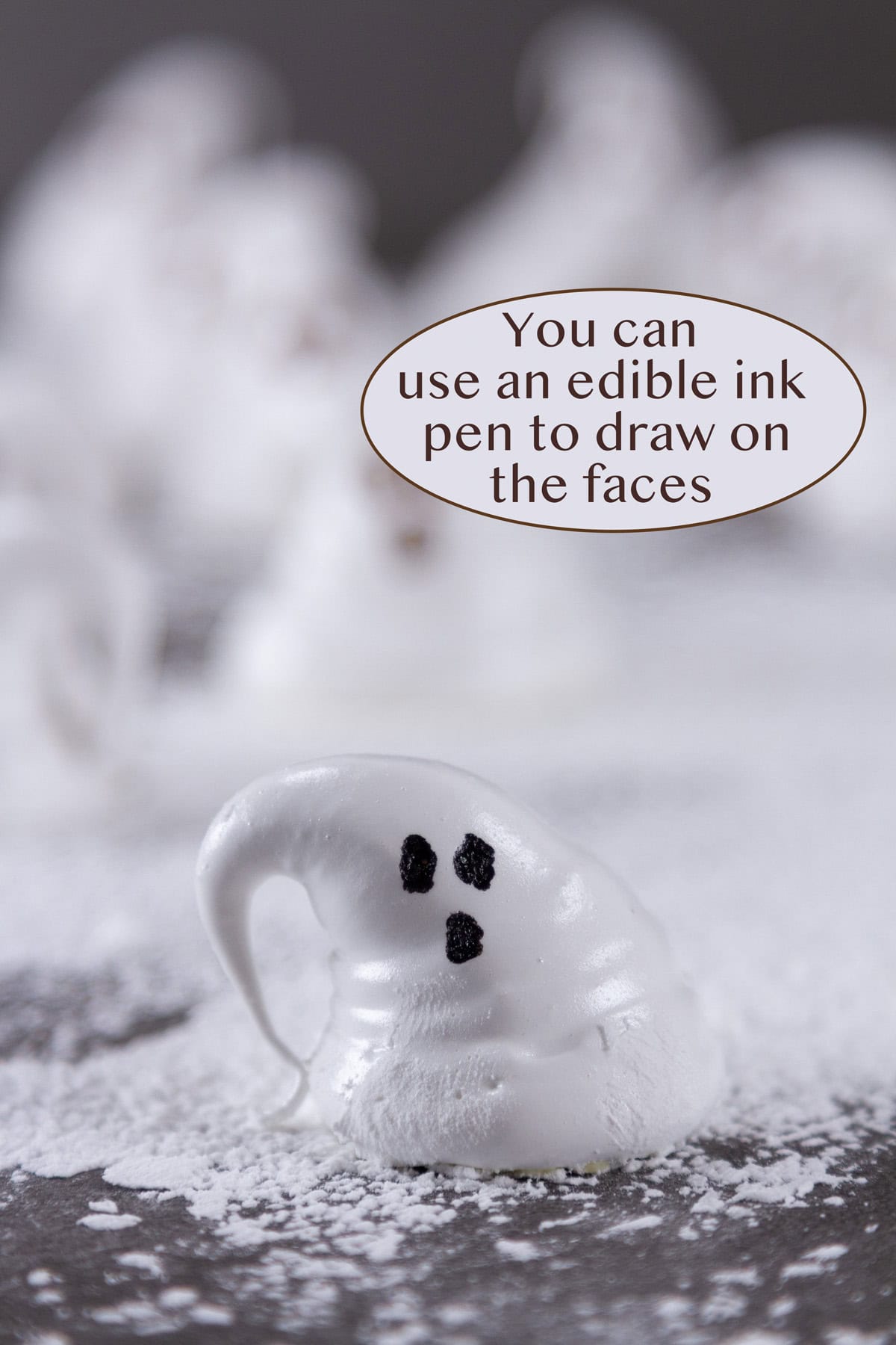 ghost face drawn on with edible ink.